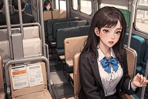 [[[[[finely detailed eyes and detailed face]]]]],1girl, solo, ((bus)) school