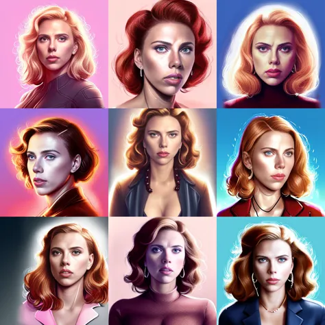 portrait+ style, digital illustration of (Scarlett Johansson), perfect eyes