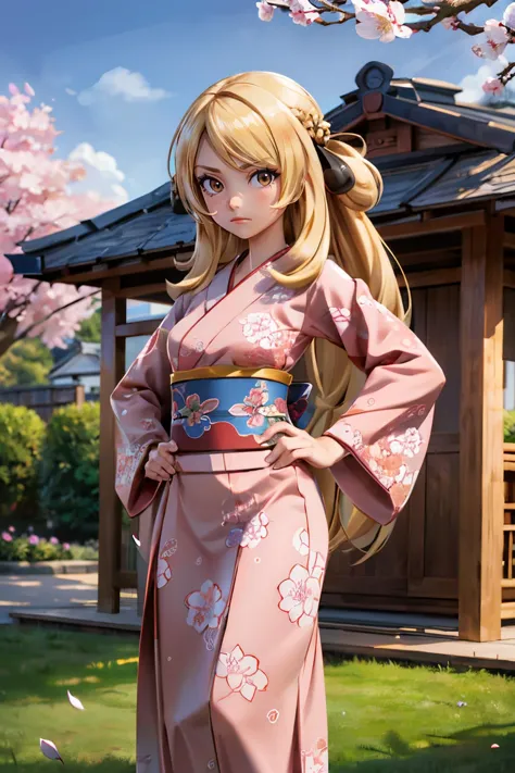 a woman in a kimono outfit standing in front of a building