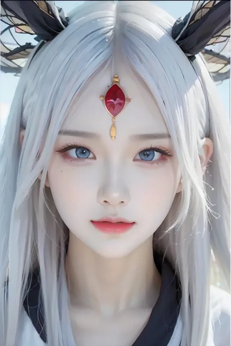 face lighting,bright backlight,super high resolution,best quality,Photos,4k,(Realistic:1.2),huiye,1girl,(the third eye:1.2),horns,(pale skin:1.4),(white hair:1.2),
<lora:huiye_20:1>,half body photo,