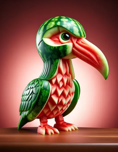 there is a watermelon bird made to look like a bird