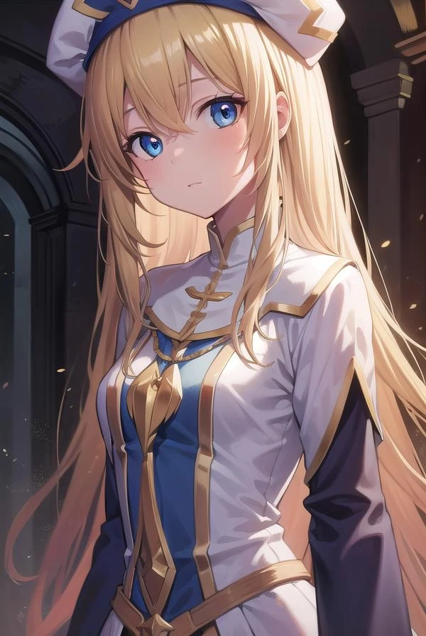 priestess, priestess, blonde hair, blue eyes, long hair, hat, (small breast:1.2),
BREAK ,
BREAK looking at viewer,
BREAK city,
BREAK (masterpiece:1.2), best quality, high resolution, unity 8k wallpaper, (illustration:0.8), (beautiful detailed eyes:1.6), extremely detailed face, perfect lighting, extremely detailed CG, (perfect hands, perfect anatomy),