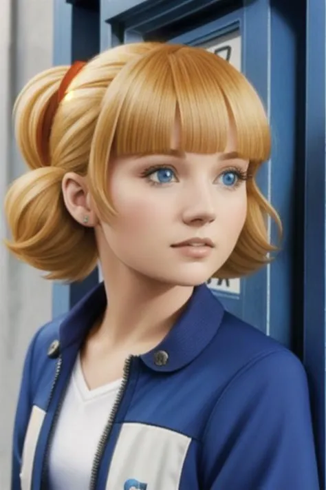 <lora:Penny:.7> "Penny, blonde hair, twintails, blunt bangs, blue eyes", Doctor Who