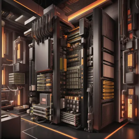 <lora:Isometric Cutaway:0.8> Isometric Cutaway page Isometric Cutaway page of a Server showing the different components on the s...