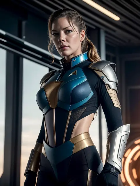 ((best quality)), ((masterpiece)), ((ultra realistic)), (dynamic sexy pose), award winning glamor photograph, blonde braided ponytail, cinematic film still from metriod|the expanse|star trek beyond, professional body shot, (naked big breasts, naked ass, perfect pussy), a female scifi warrior, ((wearing a sheer skin tight skimpy sexy futuristic armor)), beautiful highly detailed blue eyes, freckles, thick black eyeliner, black eye shadow, (terrifying dark destroyed space station interior background), (liv tyler|Katheryn Winnick), masterpiece, realistic, roughness, ultra realistic, masterpiece, realistic, roughness, ultra realistic, photographed on a Canon EOS R5, 50mm lens, muted colors, F/2.8, HDR, 8k resolution, highres, high detail, sharp focus, smooth, roughness, real life, photorealism, photography, 8k uhd,<lora:Elixir:1>