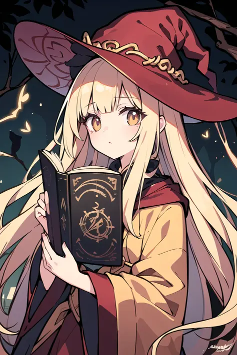 masterpiece, best quality, ultra-detailed, original characters, deep depth of field, sharp focus, portrait of a young witch read...