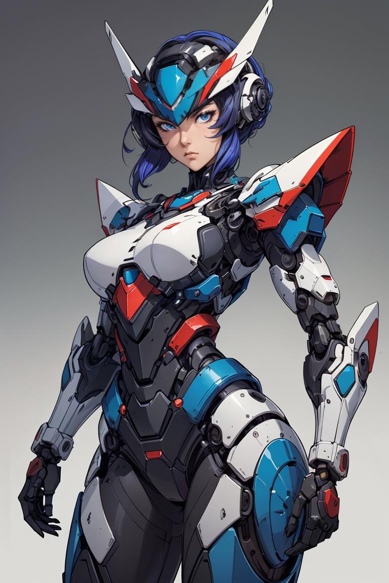 A woman in a futuristic suit holding a sword and a sword - SeaArt AI