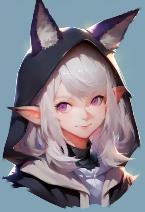 a close up of a person wearing a cat ears hoodie