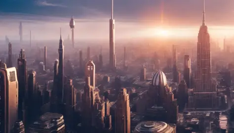 2 photo of Sci Fi Futuristic Cityscape, close encounters of the third kind