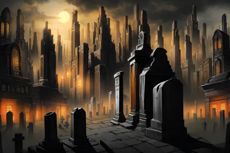 mad-ropolis-movie, a foggy cemetery at night, haunted house, red scene