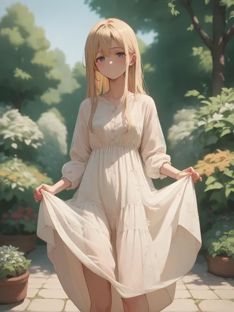 score_9, score_8_up, score_7_up, score_6_up, source_anime, <lora:linen_dress_v0.1-pony:1> 
1girl, long hair, blonde hair,  linen dress, dress lift, 
blurry background, garden, tree, see-through, looking at viewer, 
cowboy shot,