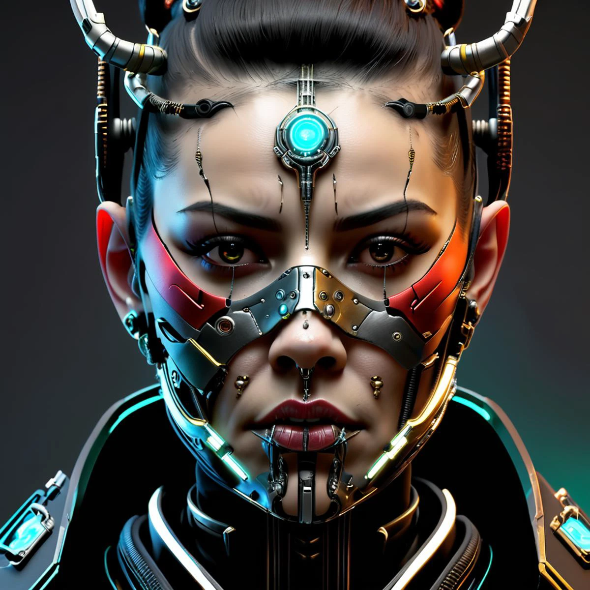 weibliche Cyberpiraten, Science-Fiction, Realistisch, Nase, cyborg,