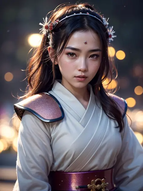 macro,
((beautiful samurai girl)), detailed facial features, realistic skin texture,
fantasy, fairytale, space adventurer, scifi character, cute, character,
vivid colors, intricately detailed sharp focus, cinematic lighting, rim lighting, masterpiece, cgso...