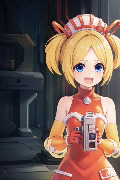 bsha, <lyco:bsha-lyco-nochekaiser:1>,
bsha, short hair, blue eyes, blonde hair, twintails, short twintails, <lora:talkmouth_A_v100:1>, open mouth,
BREAK gloves, hat, dress, boots, gun, huge weapon, orange footwear, orange dress, bare shoulders, red gloves,
BREAK indoors,
BREAK looking at viewer, (cowboy shot:1.5),
BREAK <lyco:GoodHands-beta2:1>, (masterpiece:1.2), best quality, high resolution, unity 8k wallpaper, (illustration:0.8), (beautiful detailed eyes:1.6), extremely detailed face, perfect lighting, extremely detailed CG, (perfect hands, perfect anatomy),