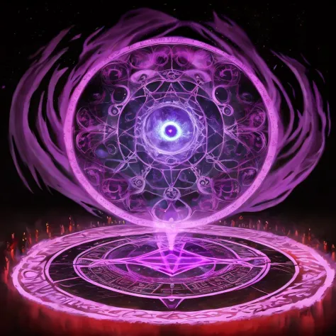 a swirling purple ethereal flame in a magic circle, painted, detailed, high res