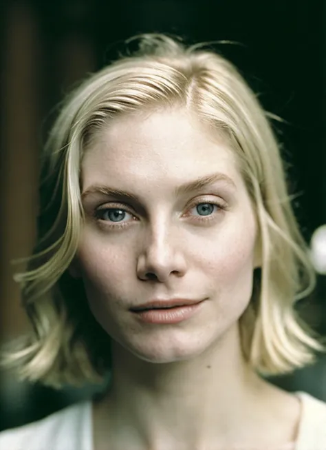 a close up of a woman with a white shirt and a necklace