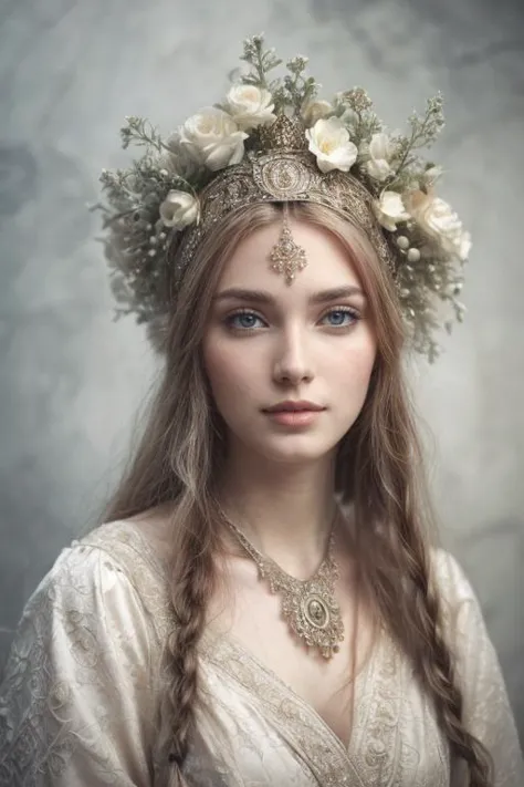 photo of ancient slavic beauty, woman, pale skin, beautiful face,<lora:ReaLora:0.4>, <lora:hairdetailer:0.4>, <lora:more_details...