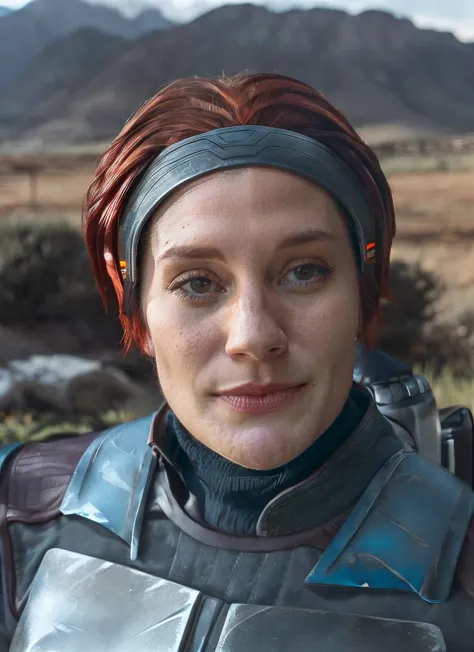 a close up of a woman in a helmet and a backpack