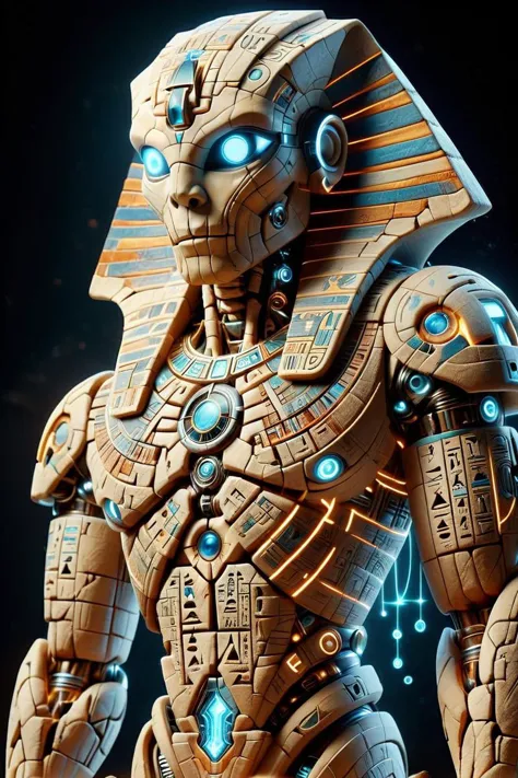 cute mummy with ancient wisdom made of egyptTech, intricate details, whimsical, magical, best quality, masterpiece <lora:EgyptTechXL-000008:0.8> , scifi