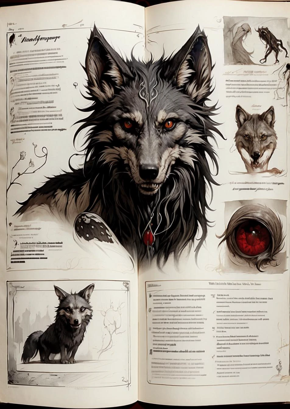 Masterpiece, Best Quality,  Wolf, Black Wolf, Red Eyes, Details,