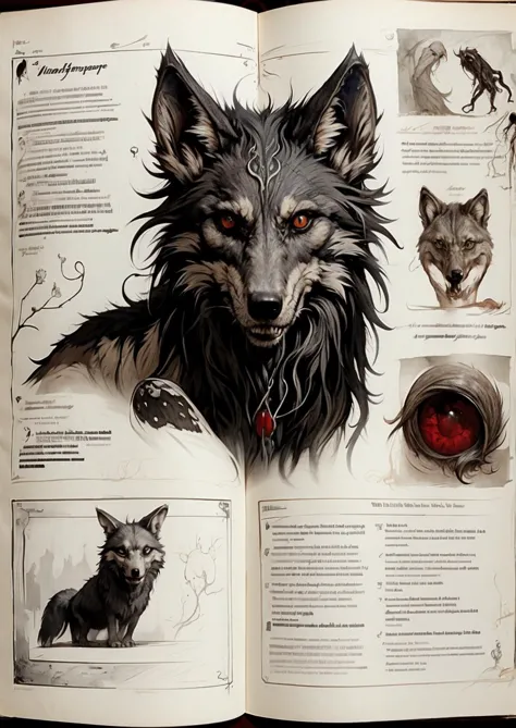 Masterpiece, Best Quality,  <lora:BookSW2:1>  Wolf, Black Wolf, Red Eyes, Details,