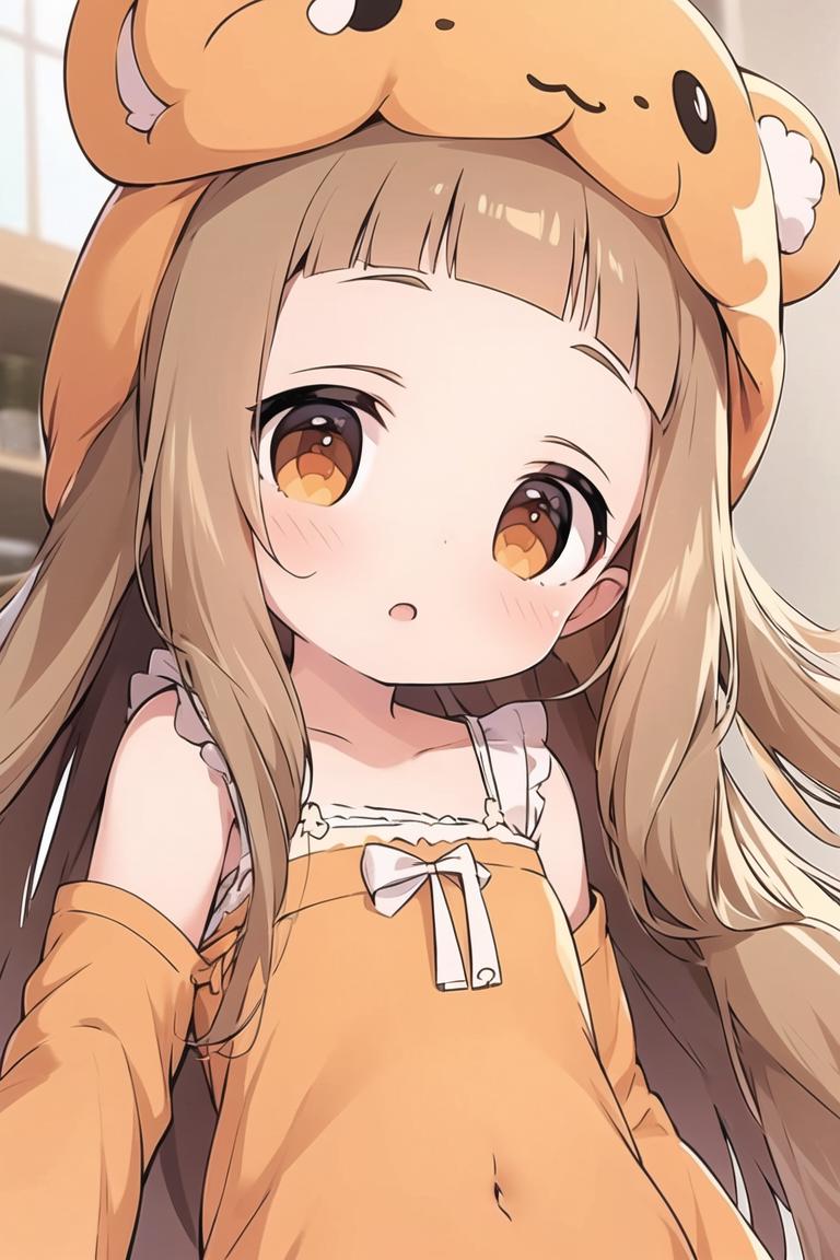 Anime girl with a bear hat and dress - SeaArt AI