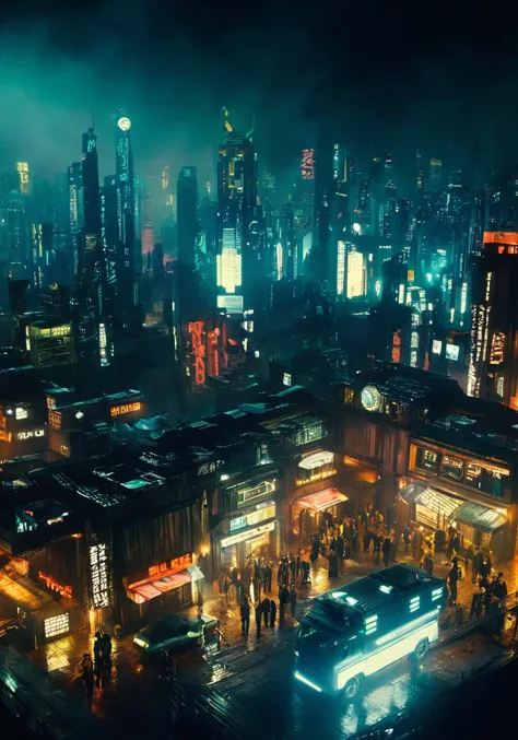 a photo of a group of people in blade runner, <lora:wisosdxl:0.8>, wisosdxl, best quality, masterpiece, isometric scene,