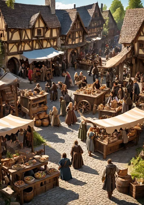 a photo of a group of people at a medieval fantasy market, <lora:wisosdxl:0.8>, wisosdxl, best quality, masterpiece, isometric s...