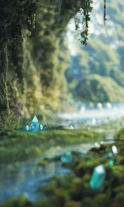 score_9, score_8_up, score_7_up, break, fantasy, crystals, gems, river, nature, close-up, rim lighting, depth of field, scenery,...