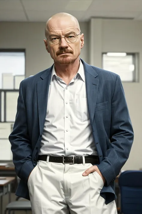 arafed man in a suit and glasses standing in an office