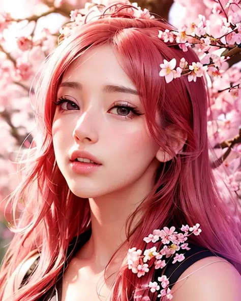 beautiful girl with cherry blossom, komono, masterpiece,best quality,official art,extremely detailed 8k wallpaper, ultra high res, (photorealistic:1.4),  highres, detail, best quality, hyperdetailed,