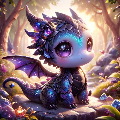 ral-smoldragons, cute, small dragon, wings, nature in background, intricate details, butterflies, whimsical, fantasy, mysterious...