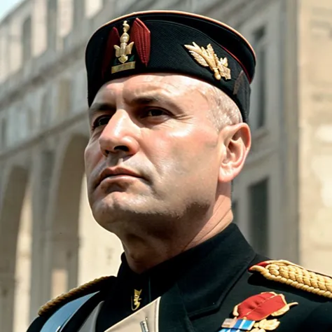 arafed man in uniform standing in front of a building