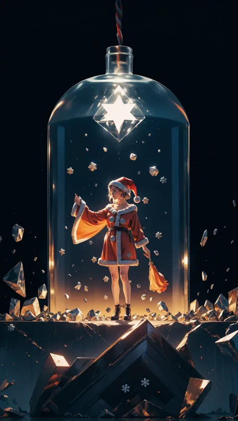 a cartoon character in a glass jar with a star in it