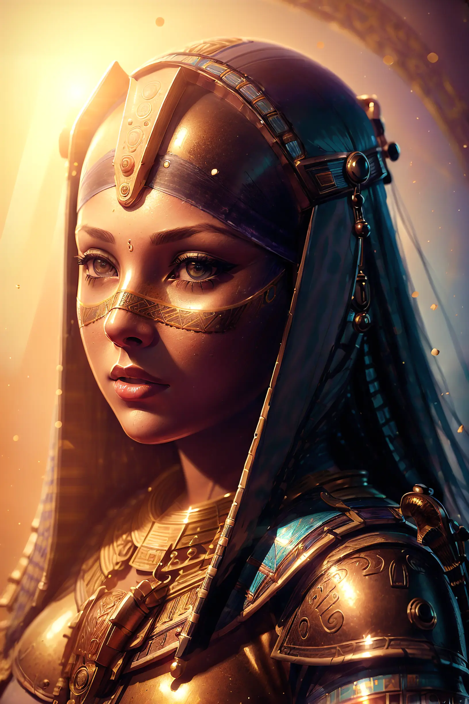 (photorealistic:1.7), portrait, a woman wearing a blind mask, (female pharaoh), (beautiful hair, braids:0.2), scarab necklace, detailed, highly detailed, digital painting, artstation, concept art, smooth, sharp focus, beautiful illustration, photo, backlit, dynamic lighting, fog, intricate, film grain, professional, facing the viewer, (beautiful m3d_woman, prefect m3d_face), volumetric lighting, subsurface scattering, good highlights, good shading, cinematic, (highest quality, award winning, masterpiece:1.6), 