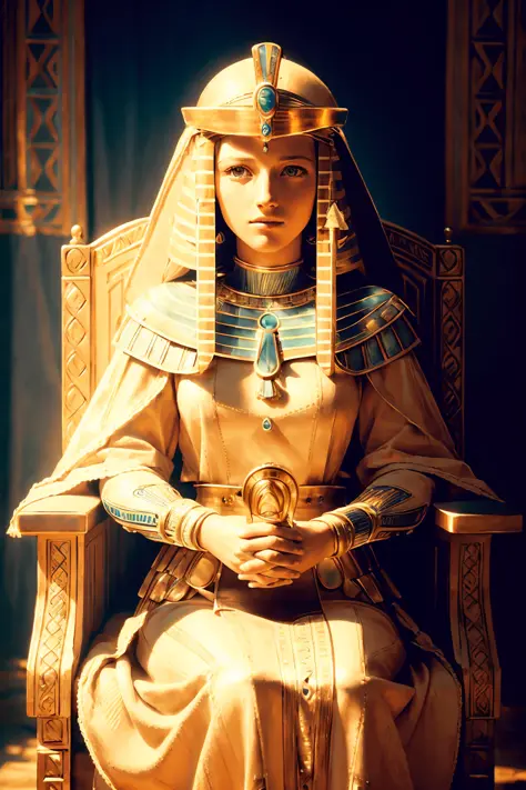 AshleyCipher  OldEgyptAI 
1 woman, queen of egypt, sitting on the throne,
(35mmstyle:1.1), front, masterpiece, 1970s film, , cin...