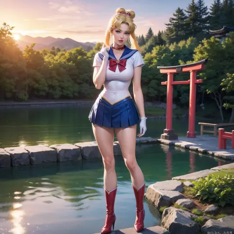 8k, RAW photo, best quality, masterpiece:1.2), (ultra highres:1.0), detailed illustration, detailed, (realistic, photo-realistic:1.37), detailed beautiful skin, <lora:Sailor_Moon-01:1> sailor moon, (1 girl: 1.2),(full body:1.2),(hand of Guido Daniele:1.2),...