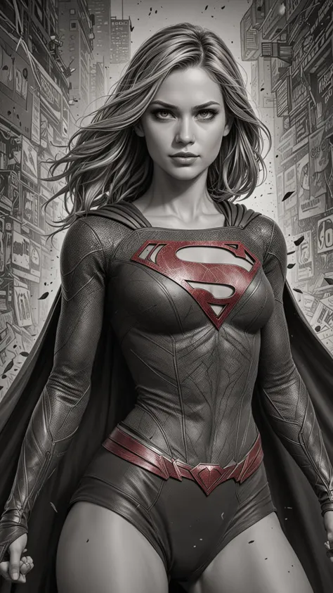 An Amazing art Project of Supergirl, (sharp), (detailed blades), (HDR), (8K), (best quality), (best resolution), maximalist, (ma...