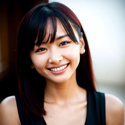 Momo a woman smiling at the camera,real humit skin, realistic,best quality, ultra high res