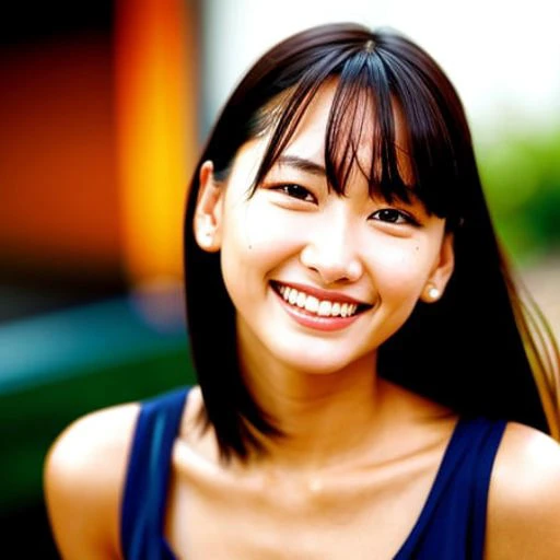 Momo a woman smiling at the camera,real humit skin, realistic,best quality, ultra high res