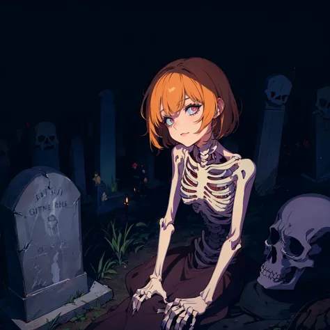 (cel_shading),
1girl,cute skeleton,makeup,grave,dark atmosphere,
BREAK masterpiece,best quality,