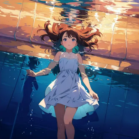 (cel_shading),
dawn,pool,reflection of light,underwater,1girl,see-though dress,floating,cute,
BREAK masterpiece,best quality,