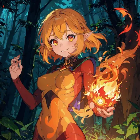 (cel_shading),
elf with body made of fire,flaming eyes,smile,fire sprite,see-though body,night,forest,
BREAK masterpiece,best qu...