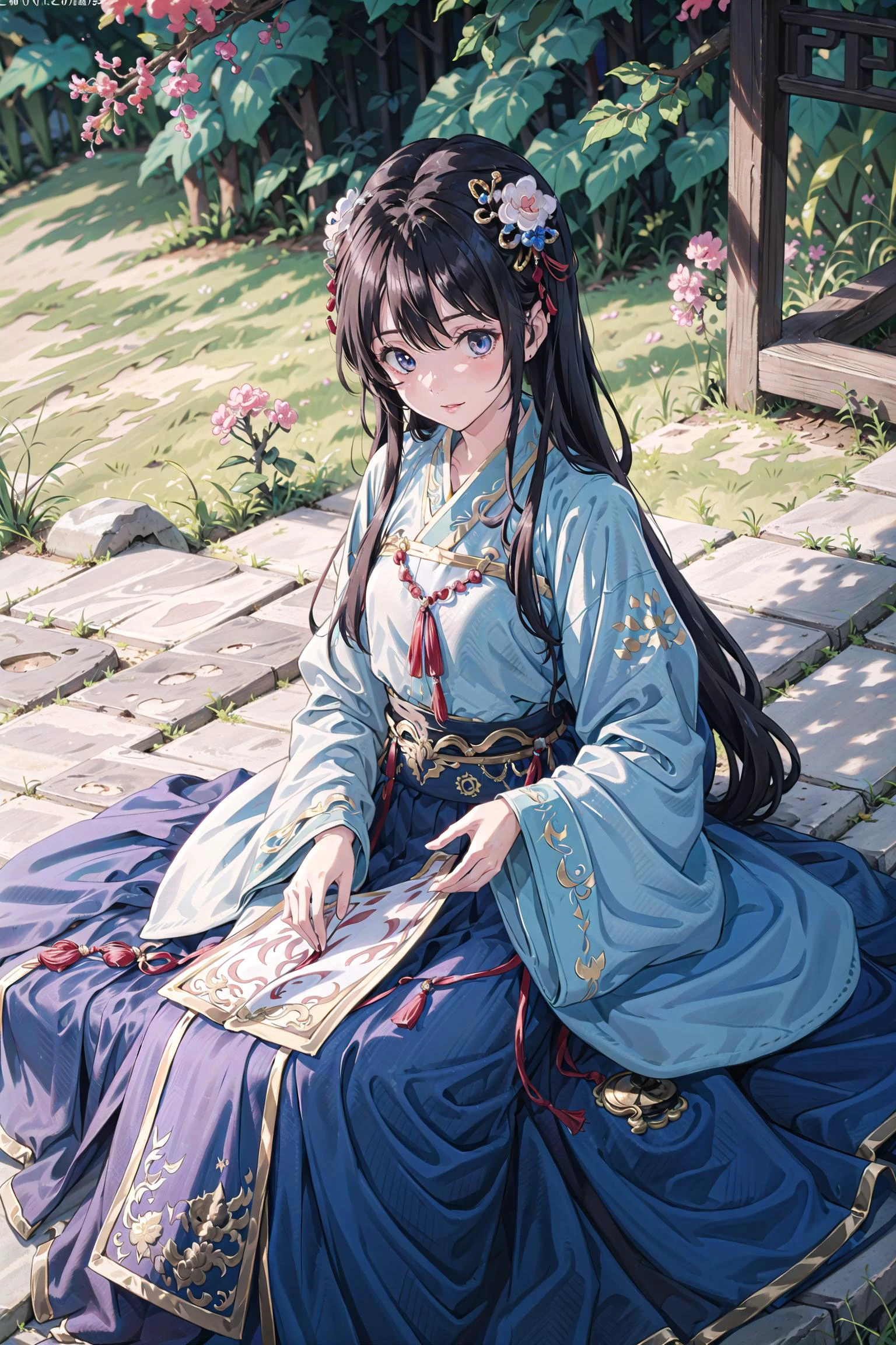 1girl, 21 years old, detailed face, detailed eyes, long hair, innocent, seductive face,
hanfu, ming style, Lute-shaped sleeve, mamian skirt, long coat, yunjian,
,golden, interactive, sitting down, (from above: 1.6) 