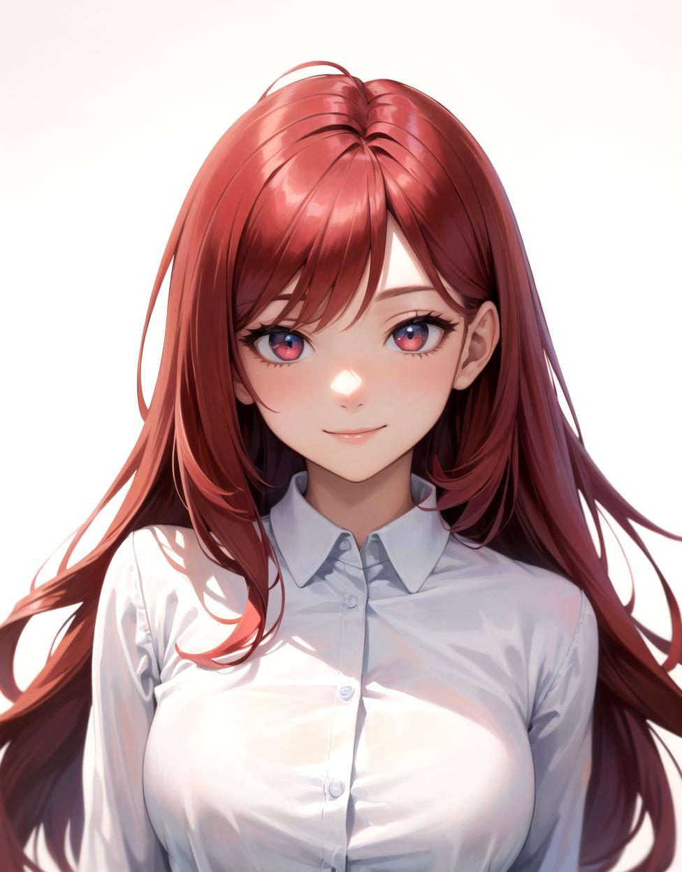 Anime girl with long red hair and blue eyes - SeaArt AI