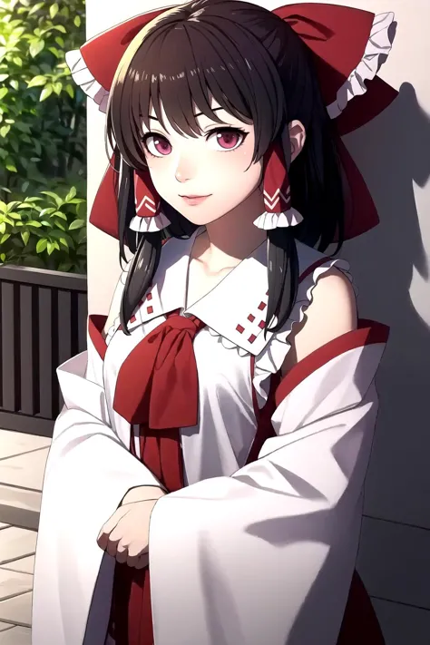 anime girl in a red and white dress and a red umbrella