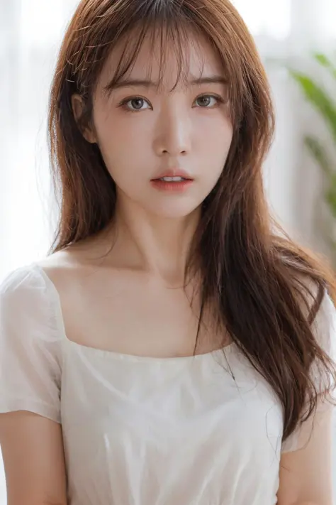 25 years old woman, bokeh, (photorealistic:1.4, realistic), highly detailed CG unified 8K wallpapers, 1girl, ((slender body:1)),  looking at viewer, (HQ skin:1.4), 8k uhd, dslr, soft lighting, high quality, film grain, Fujifilm XT3, (((upper body:1.4))), (...