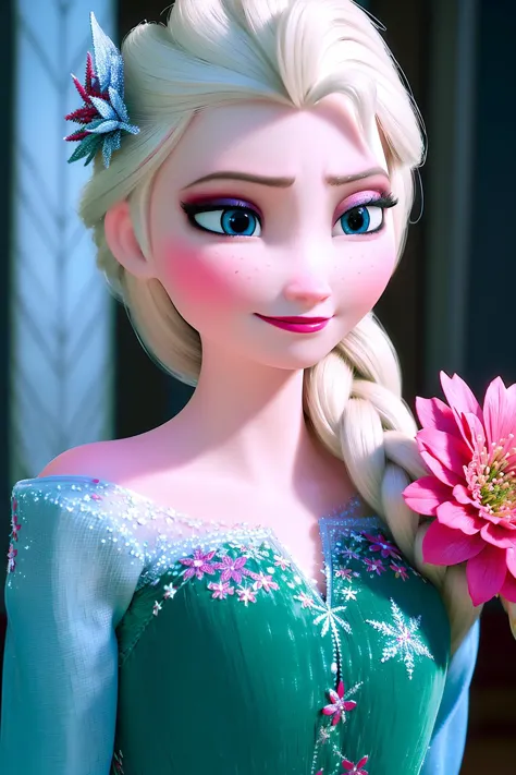 elsa \(frozen\), (Left corner of mouth raised:1.2),smirking expression,hospital corridor , looking at viewer,smirking,Elsa's Flo...