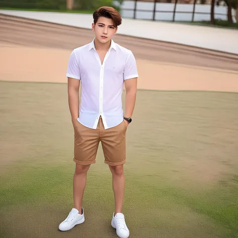 <lora:shorts xl-000005:0.8>,
1boy,shorts,white shirt,best quality,highres,masterpiece,outdoors,beautiful face,nice face,