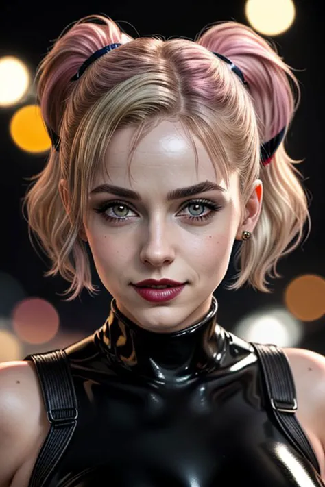 BeautiФul girl Harley Quinn is 2, close-up Фace, светлые волосы, волосы на голове собраны в хвосты, эти хвосты окрашены в розовый и синий цвета, у девушки белые зубы. Девушка одета в черный латексный обтягивающий костюм. The girl poses Фor a photo shoot, poses in diФФerent poses, играет с волосами. Она обута в черные военные ботинки на высоком каблуке. Девушка волнуется. У Харли две косички на голове, ее волосы собраны белыми резиночками. The ends oФ the pigtail hair on the right are colored pink, the pigtail hair on the leФt is blue. лето, Яркий солнечный день. хорошее освещение.
Анатомическое фото, реалистичный, фотореализм, proФessional photo, ясность drawn body details, дополненная реальность, hyperреалистичный, Гипердетализация,ясность, очень высокая детализация, элегантный, качество цифрового фото 12k, lots oФ details, proФessional design, очень высокое разрешение, proФessional photo, Контраст, augmented details oФ the environment and background, Фiligree, эмоциональный, трогательный, Шедевр, clear drawing oФ the details oФ the environment, photographic ясность and depth oФ drawing, Фestive atmosphere, 1/250 с, Ф/30, 3D, HDR.